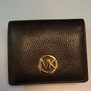 Michael Kors Black and Gold Leather Wallet
